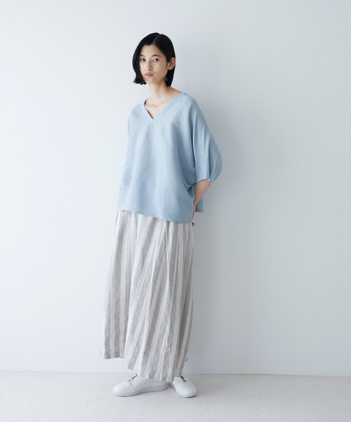 「Plantation」 半袖ブラウス M size ブルー レディース_画像10