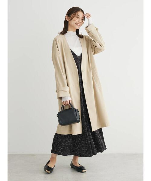 「Green Parks」 「chocol raffine robe」ノーカラーコート FREE ベージュ レディース_画像2