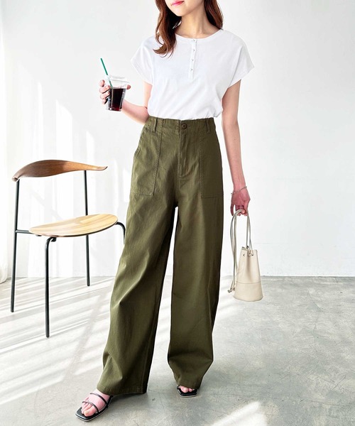 「GeeRA」 パンツ LARGE カーキ レディース_画像2