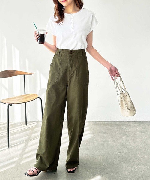 「GeeRA」 パンツ LARGE カーキ レディース_画像3