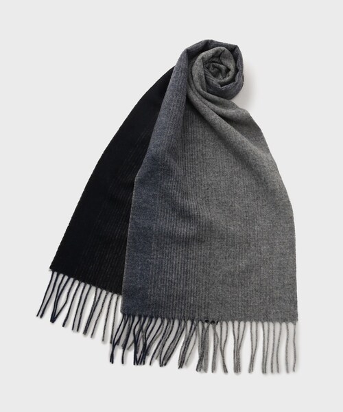 STONE 収納袋 タグ付きブラックウールマフラー 洗えるメリノウール混