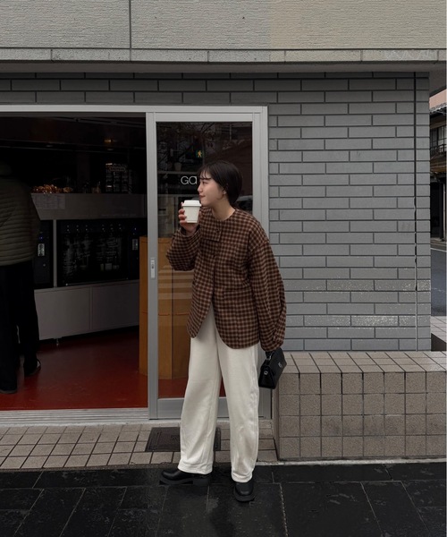 lawgy（ラウジー） ノーカラーコート コート fold sleeve hem round