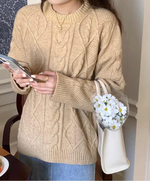 「emi+」 長袖ニット FREE レッド レディース_画像5