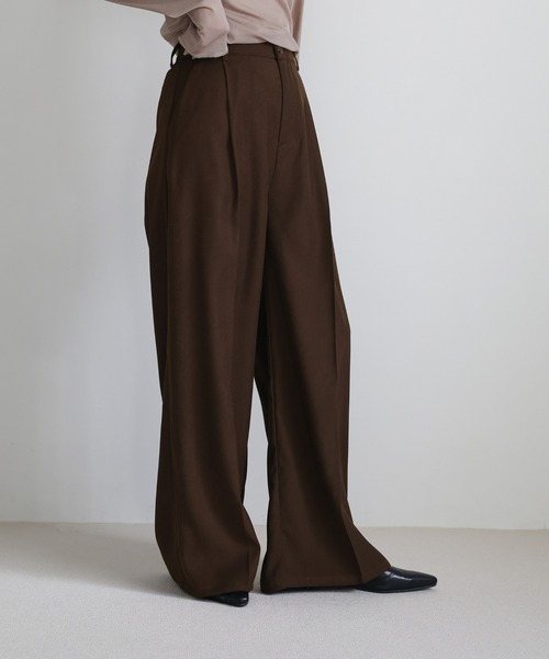 パンツ center press wide straight slacks SINSS スラックス Center press two tuck wide straight slacks