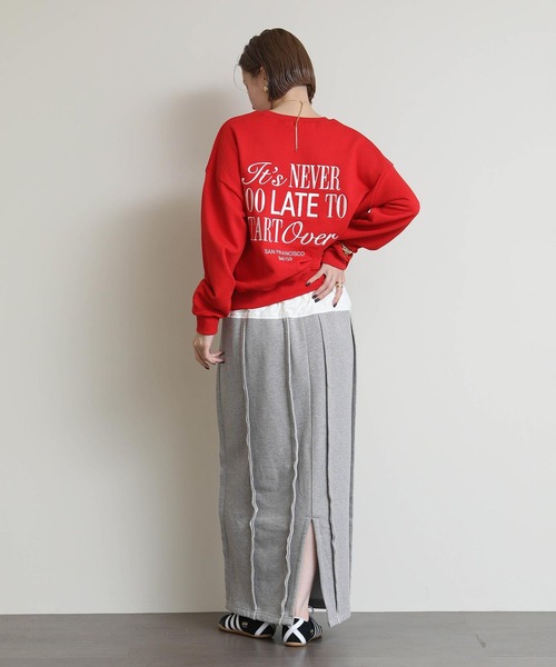 トレーナー スウェット バック刺繍裏毛スウェット レディース