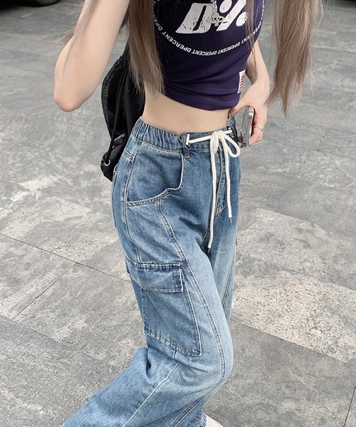 「meJane」 デニムパンツ L ブルー レディース_画像4