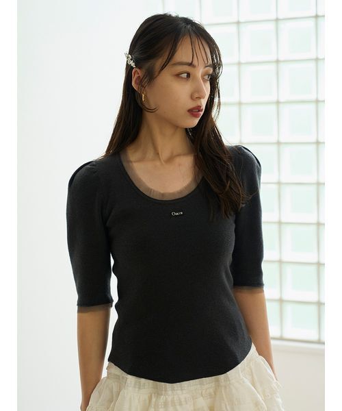 SNIDEL チャコット　半袖ニット SNIDEL（スナイデル） 半袖ニット「Chacottコラボ」 F ホワイト