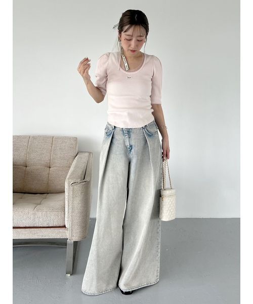 SNIDEL（スナイデル） 半袖ニット「Chacottコラボ」 F ホワイト