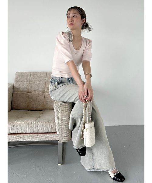 SNIDEL チャコット　半袖ニット SNIDEL（スナイデル） 半袖ニット「Chacottコラボ」 F ホワイト