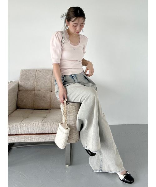 SNIDEL チャコット　半袖ニット SNIDEL（スナイデル） 半袖ニット「Chacottコラボ」 F ホワイト