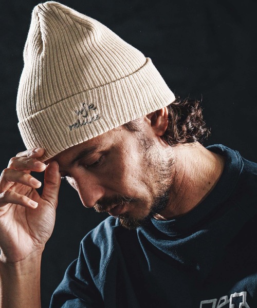 wjk reluxe ニット帽 ニットキャップ mko13342-logo embroidery cotton