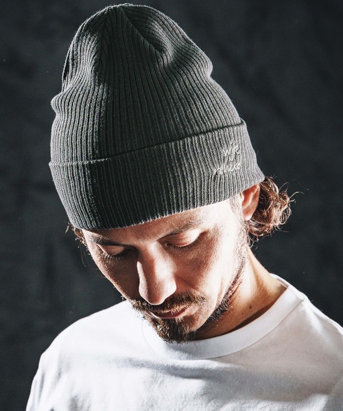 wjk reluxe ニット帽 ニットキャップ mko13342-logo embroidery cotton