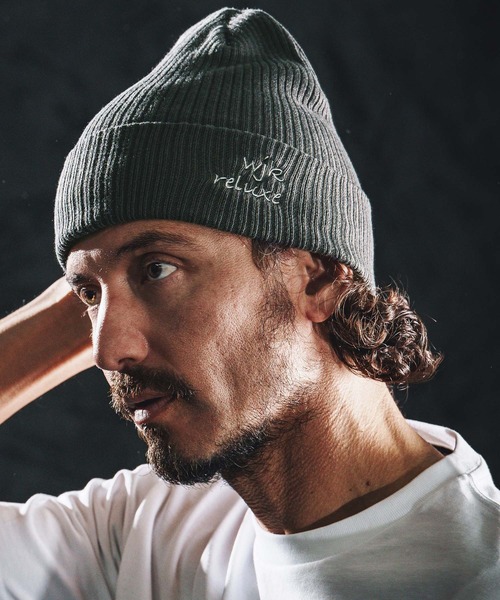 wjk reluxe ニット帽 ニットキャップ mko13342-logo embroidery cotton