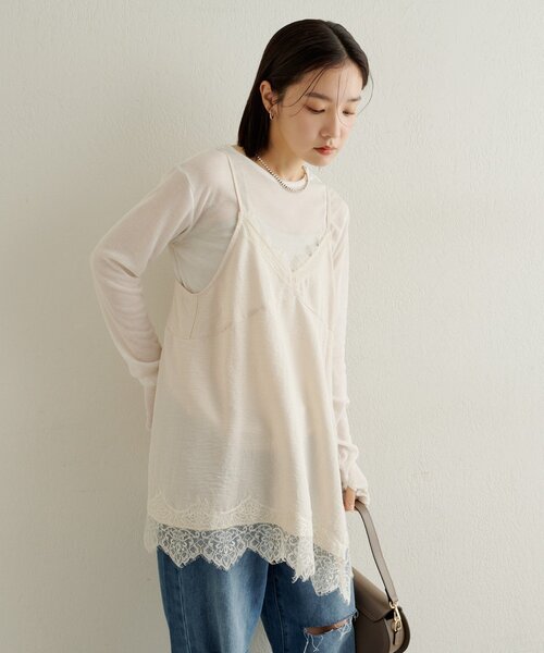 Omekashi（オメカシ） ブラウス シャツ レースキャミチュニック