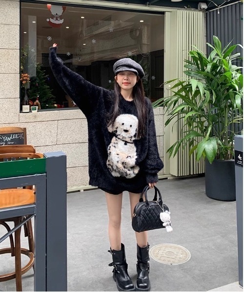 「almo」 「BURLESQUE」長袖ニット FREE ブラック レディース_画像3