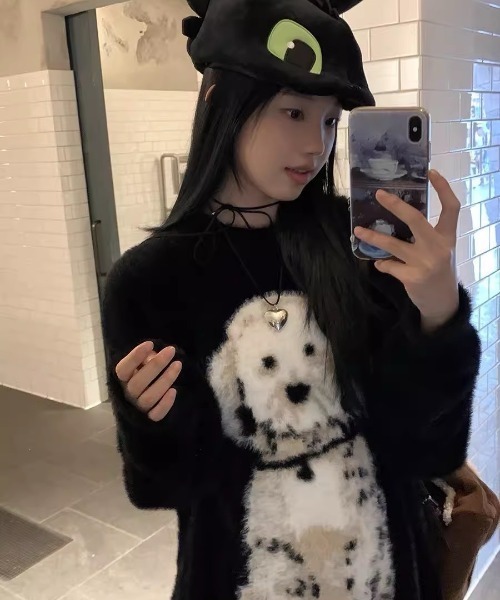 「almo」 「BURLESQUE」長袖ニット FREE ブラック レディース_画像6