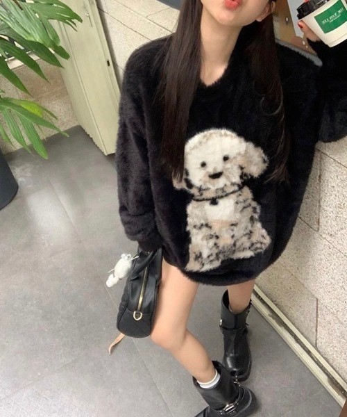 「almo」 「BURLESQUE」長袖ニット FREE ブラック レディース_画像8