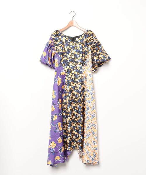 「LANVIN en Bleu」 半袖ワンピース 38 パープル レディース