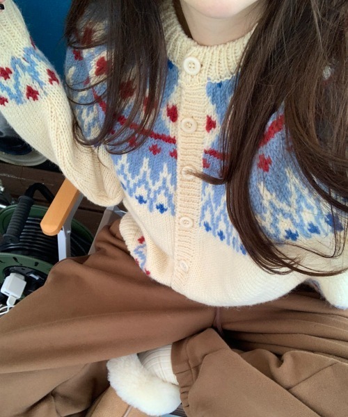 「by muni:r」 ニットカーディガン FREE アイボリー レディース_画像2