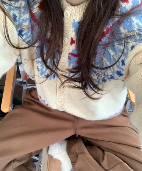 「by muni:r」 ニットカーディガン FREE アイボリー レディース_画像3