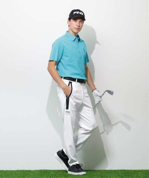V12 メンズホワイトパンツ　ダンボールニットパンツ PING（ピン） パンツ 「PING APPAREL」ダンボールニットテーパード