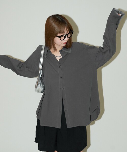 「PUBLUX」 長袖シャツ フリ- オフホワイト レディース_画像3