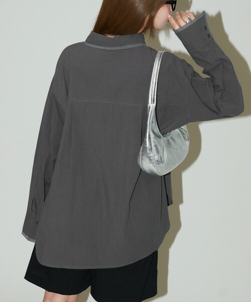 「PUBLUX」 長袖シャツ フリ- オフホワイト レディース_画像4