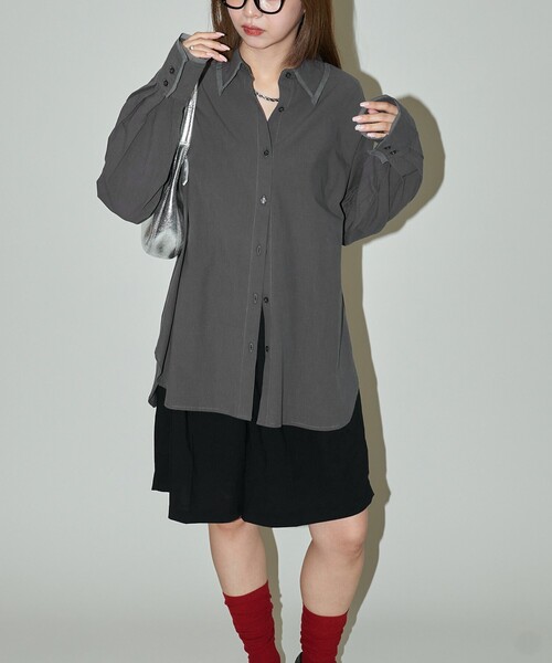 「PUBLUX」 長袖シャツ フリ- オフホワイト レディース_画像5