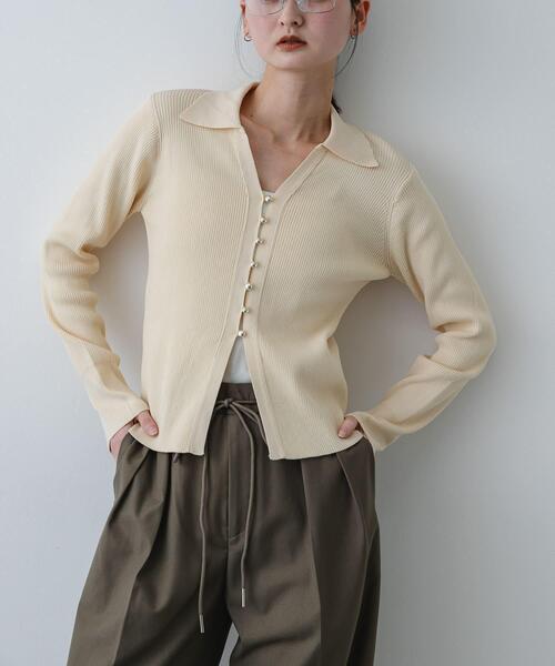 未使用タグ付き　DAMA collection　カーディガン　洗濯可　Mサイズ index（インデックス） カーディガン 「7色展開/XS-LLサイズ」ビジュー