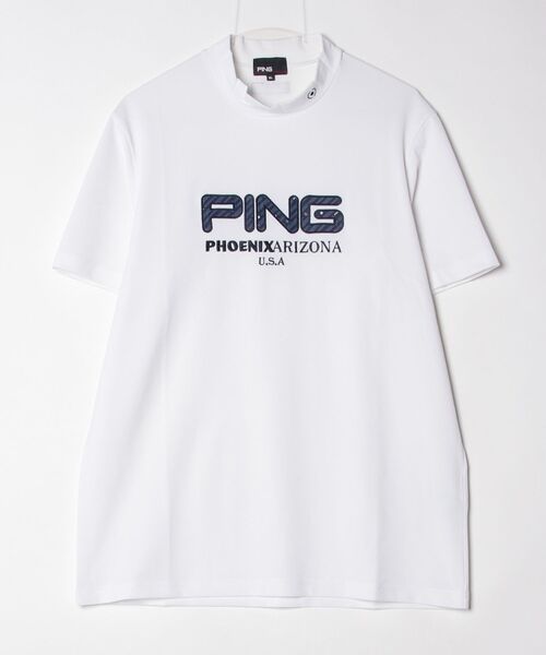 PING（ピン） tシャツ アップリケ半袖ハイネックシャツ メンズ
