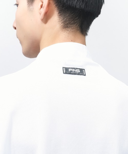 PING（ピン） tシャツ アップリケ半袖ハイネックシャツ メンズ