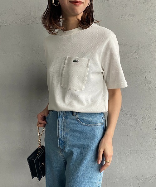 LACOSTE（ラコステ） tシャツ 半袖 ワンポイントロゴ 鹿の子ポケットT