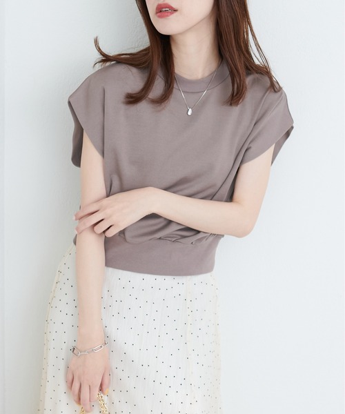 「natural couture」 半袖カットソー FREE グレイッシュベージュ レディース_画像5