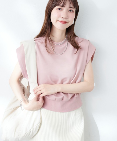 「natural couture」 半袖カットソー FREE グレイッシュベージュ レディース_画像7
