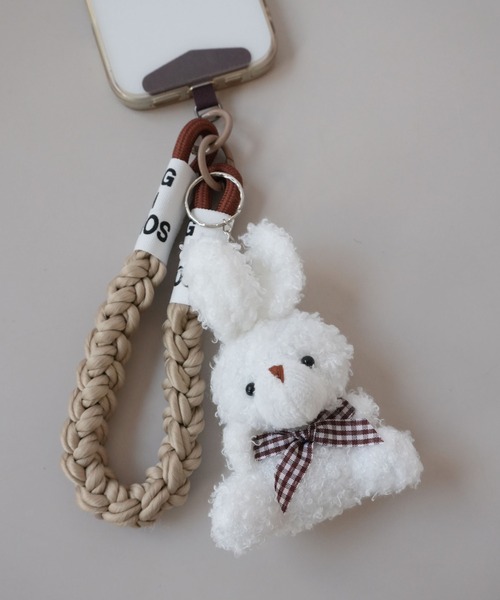 完品美品　白い春　ヴォイス入りオリジナルコワカワ携帯ストラップ付き ammy. / エイミードット 」 うさぎ チャーム スマホ ストラップ