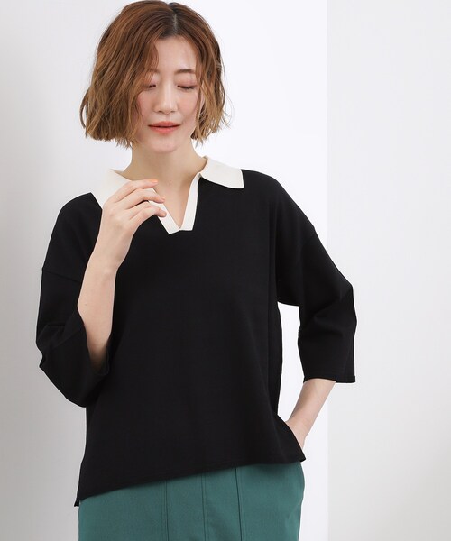 ラガーニットプルオーバー(値段交渉可！) grove（グローブ） ニット セーター 「ひんやり＆UVカット」ラガー