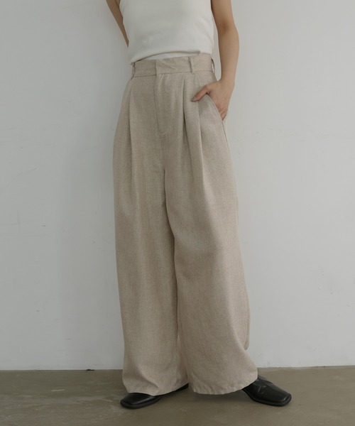 Brahms リネン100% パンツ 定価39600円 hellam（ヘラム） スラックス パンツ リネンライクタックパンツ