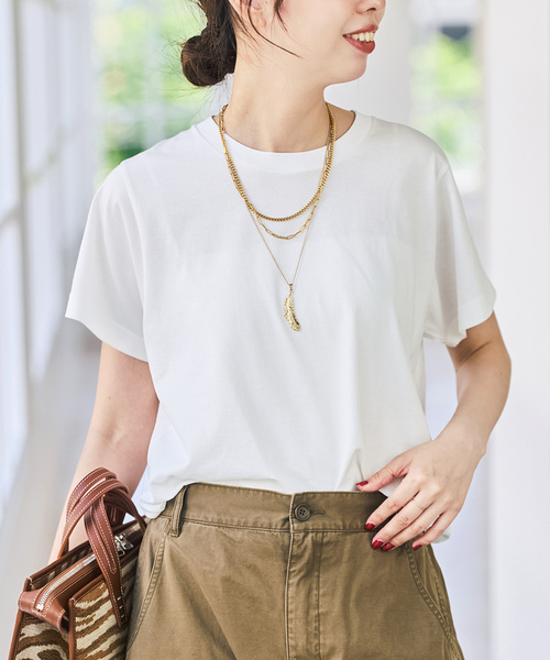 tシャツ 汗染み防止ファインコットンTシャツ レディースの画像