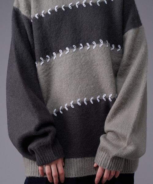 「ONCILY」 長袖ニット LARGE ネイビー メンズ_画像3