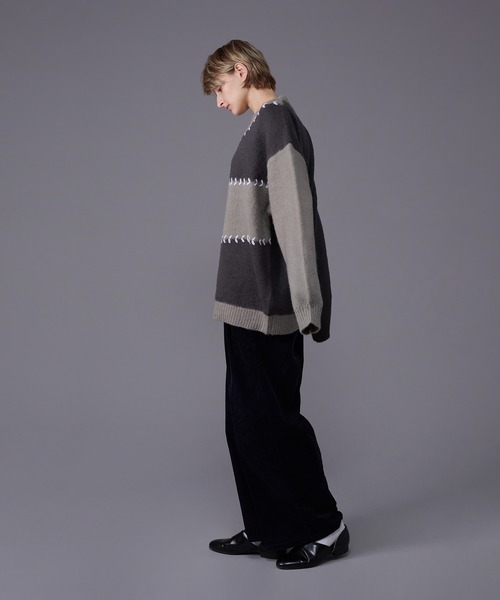 「ONCILY」 長袖ニット LARGE ネイビー メンズ_画像6