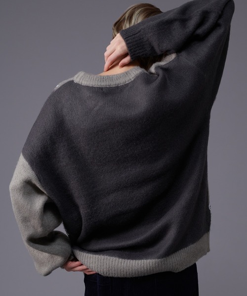 「ONCILY」 長袖ニット LARGE ネイビー メンズ_画像9