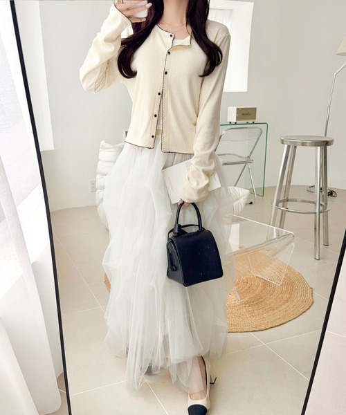 「mily bilet」 カーディガン LARGE チャコールグレー レディース_画像2