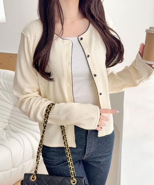 「mily bilet」 カーディガン LARGE チャコールグレー レディース_画像7