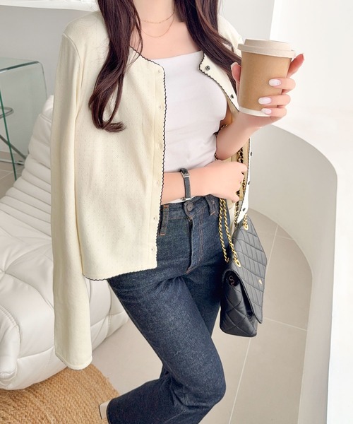 「mily bilet」 カーディガン LARGE チャコールグレー レディース_画像8
