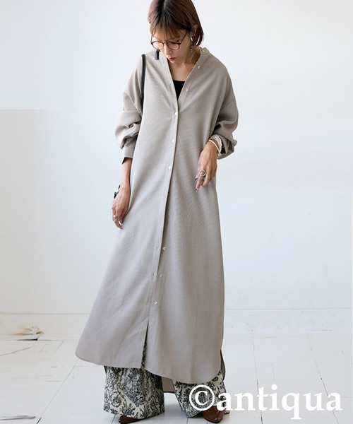 「antiqua」 「pattern torso」長袖ワンピース P ブラック レディース_画像6