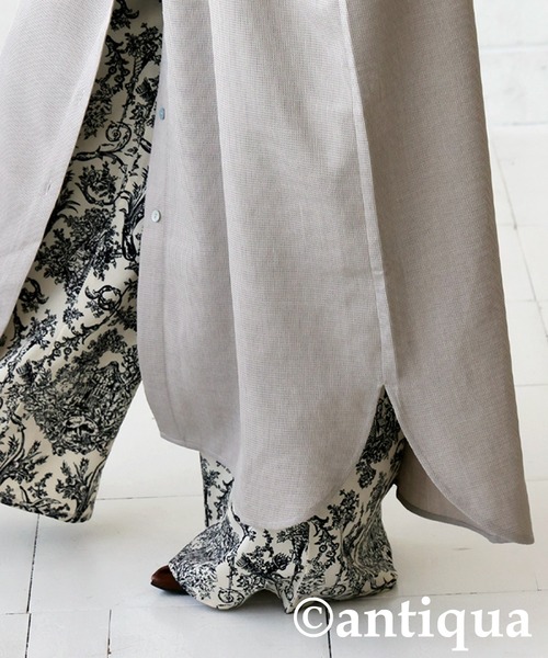 「antiqua」 「pattern torso」長袖ワンピース P ブラック レディース_画像7