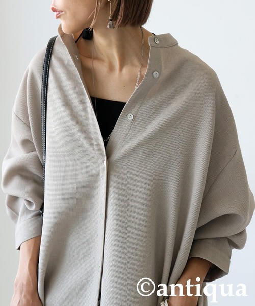 「antiqua」 「pattern torso」長袖ワンピース P ブラック レディース_画像8