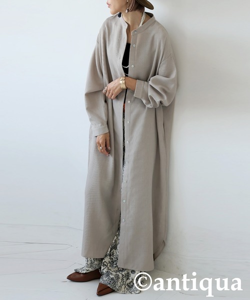 「antiqua」 「pattern torso」長袖ワンピース P ブラック レディース_画像9