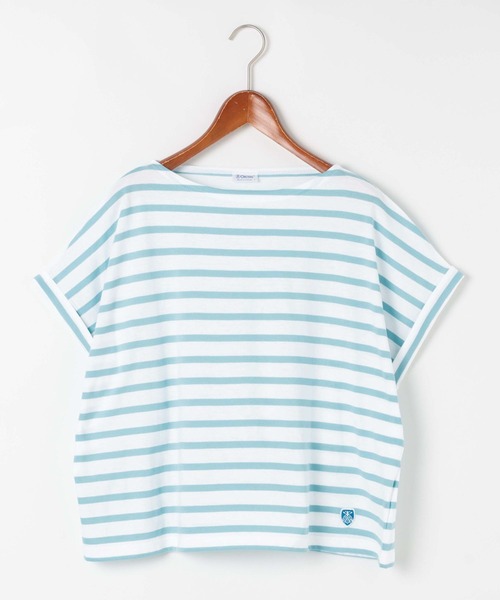 オーシバル　ボーダーTシャツ　ネイビー　ニコアンド　ボートネック ORCIVAL］ボートネック5分袖ボーダープルオーバー／オーシバル ｜オン