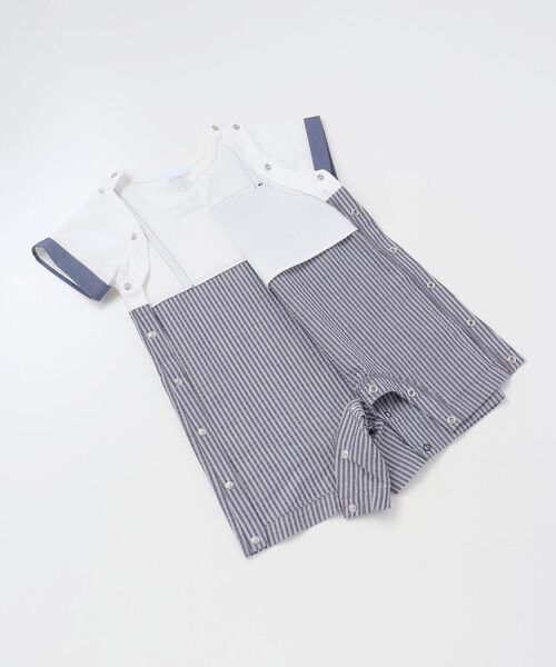 ベビー服 ロンパース 「お揃い」ストライプ重ね着カバーオールベビー(70~80cm)_15